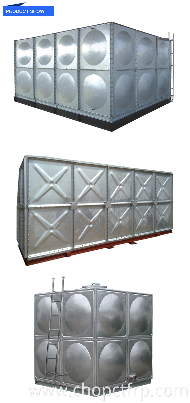 500m3 galvanized steel GI square sectional water tanks fire water tank